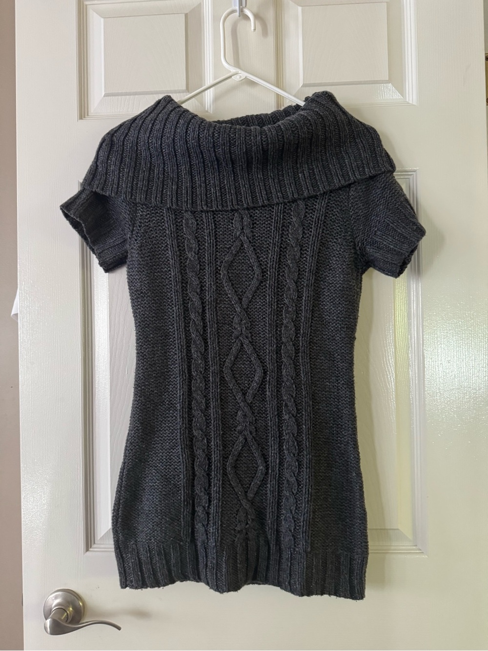 Columbia Sportswear Gray Cable Knit Wool Blend Short Sleeve Sweater Size S